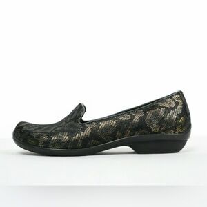 DANSKO Olivia Black Bronze Snake Metallic Gold Slip On Loafer Clog Flat 41‎ 10.5